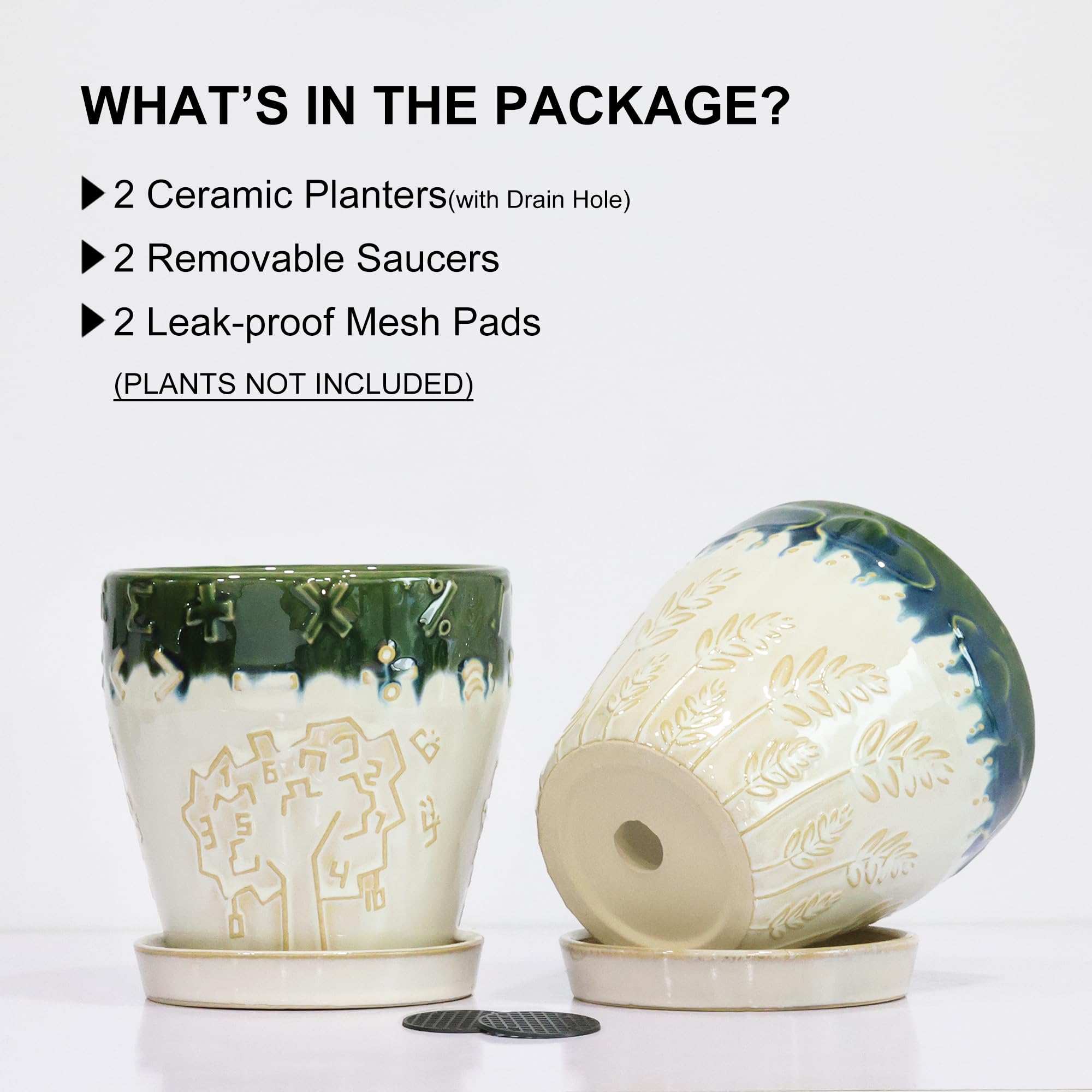 UBEE Lot De 2 Pots De Fleurs En Céramique Pour Intérieur - 14 Cm