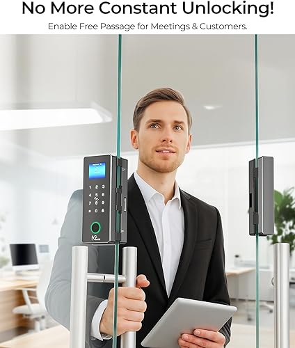 Miniatura 6 de NGTeco Cerraduras de puerta de vidrio inteligentes, 5 formas de desbloqueo sin llave, control remoto, huella digital, tarjeta IC, contraseña,