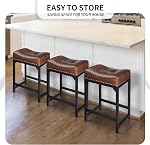 Bar Stools Set of 2, Counter Height Bar Stools for Kitchen Counter, 24 Inch Saddle Barstools, Counter Height Stools for Kitchen Island Support 300 LBS-Brown