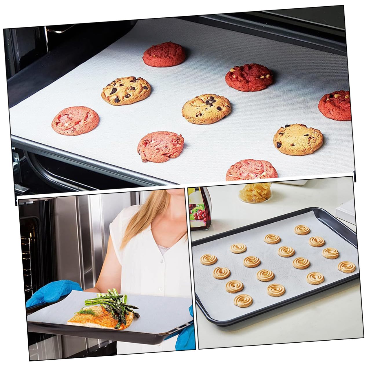 Gatuida Silikon Backmatte Antihaft Backmatte für Heißluftfritteuse und Ofen Rutschfest Wiederverwendbar Vielseitig Zuschneidbar für Backen und Gebäck