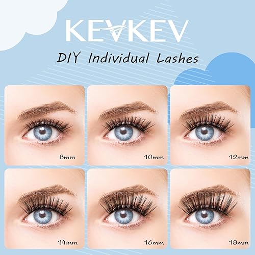 Miniatura 6 de KevKev Pestañas en racimo de pestañas individuales, 3D, esponjosas, 320 unidades, pestañas en racimo de 30+40+50D, extensiones de pestañas para