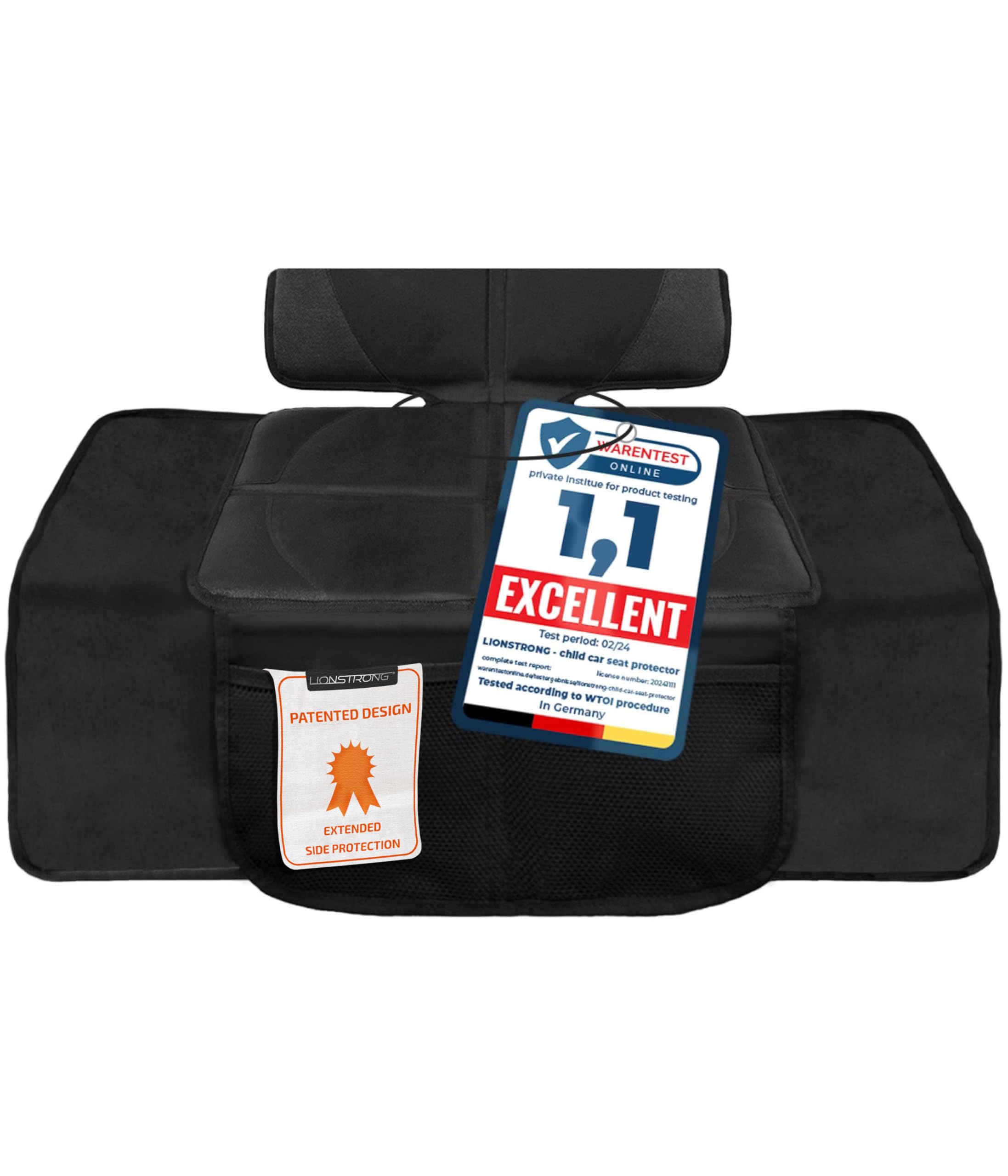 LIONSTRONG® Car Seat Protector for Child Car Seat [ISOFIX COMPATIBLE]- Car Seat Cover for Infant Car Seat waterproof - Carseat Seat Protectors Baby - Car Seat Mat Dirt resistant - Black small
