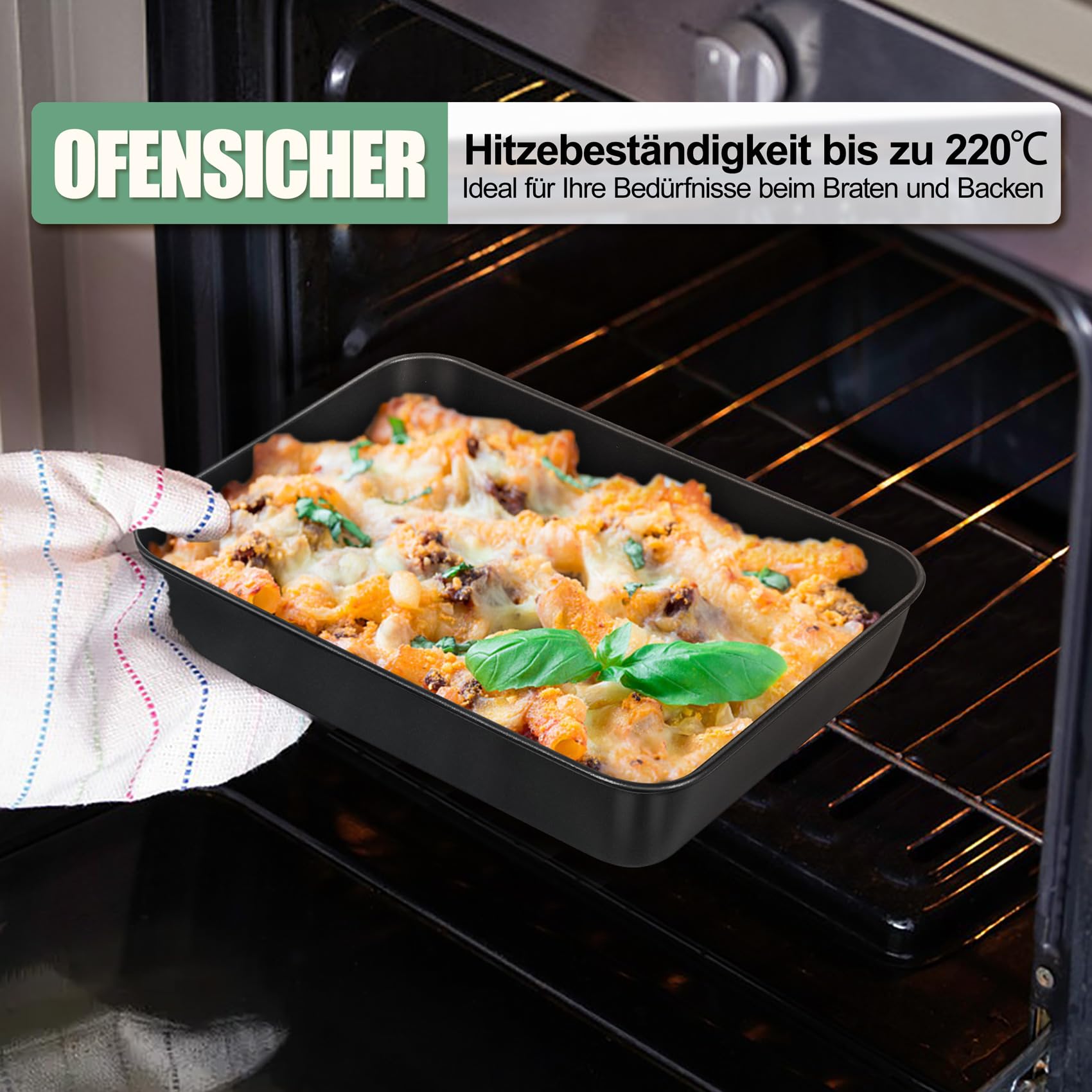 Onader Mini teglia antiaderente, set da 2 pezzi, in acciaio inox, per brownies, lasagne, 23,8 x 18 x 5 cm, sana e antiruggine, rivestimento antiaderente e facile da pulire