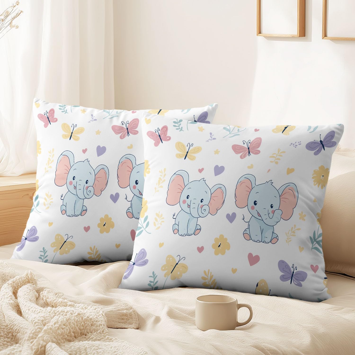 Taie d'oreiller éléphant mignon pastel pour sublimer une chaise ou un fauteuil de chambre