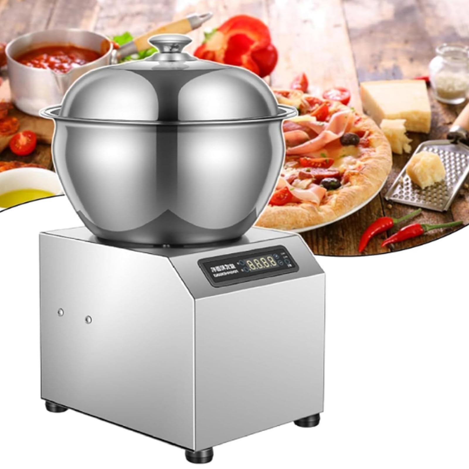 XygZythror Electric Dough Maker With Dual Rotation, Stainless Steel Dough Mixer, Stainless Steel Dough Mixer Kneading Machine For Bakery Pizzeria Restaurant 8kg