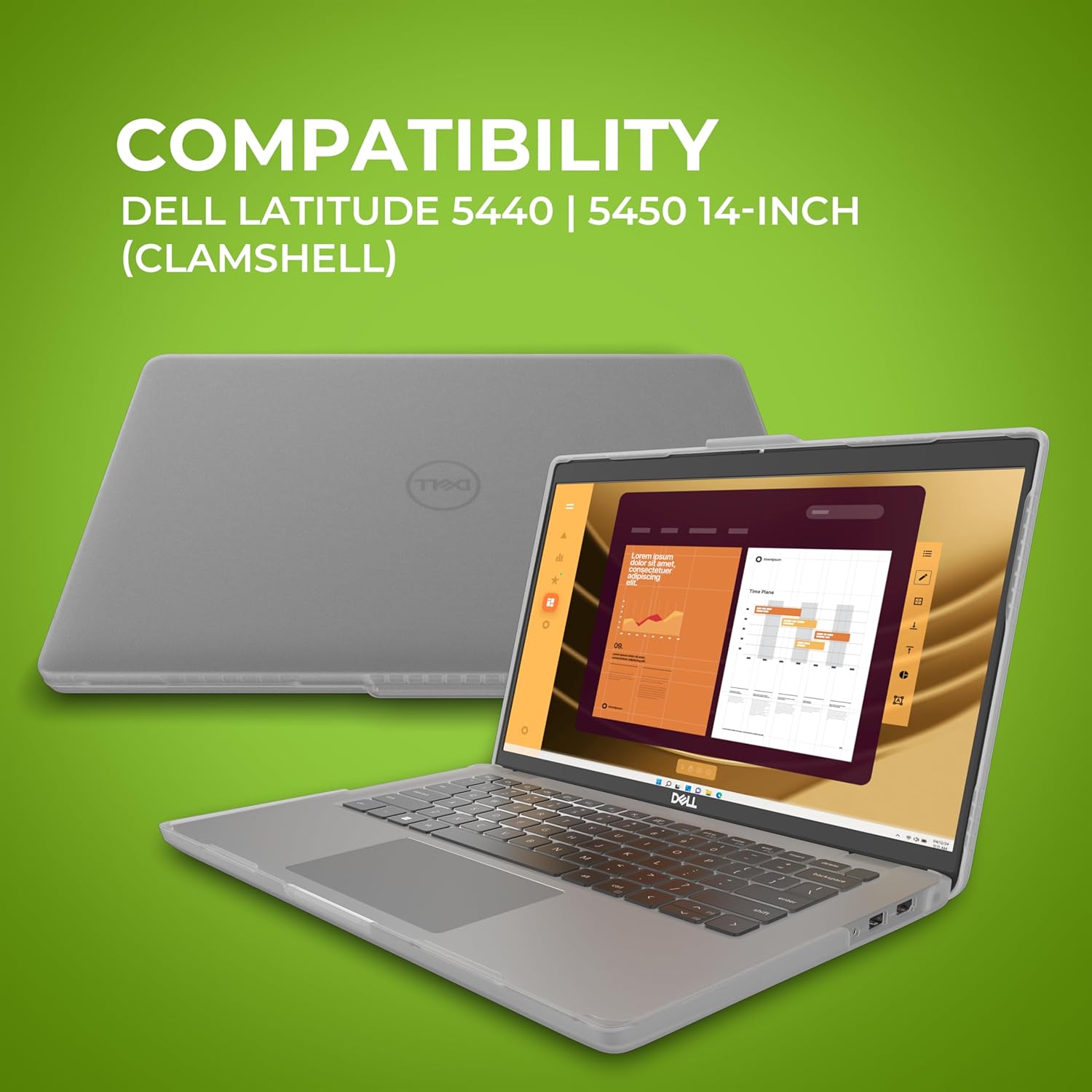 Gumdrop Protech Custom Case Dell Latitude 5440 | 5450 Clamshell - Sleek Lightweight Protection, Frosted Scratch-Proof, Ergonomical Rubberized Low Feet for School or Work
