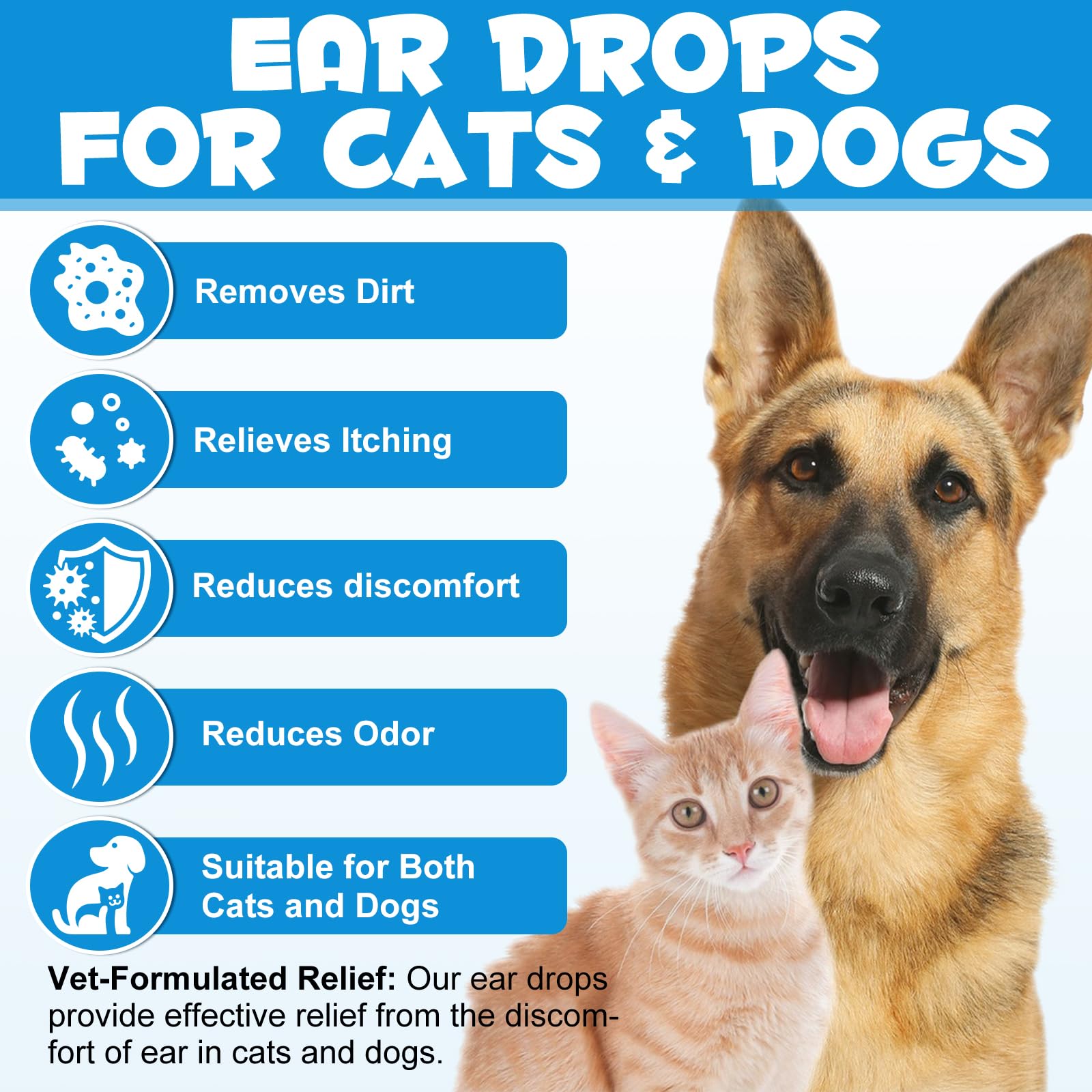 Bieyoc Pet Ear Drops for Dogs and Cats Dog and Cat Ear Clean and Soothe Ear Irritations, Pet Ear Cleaner Helps to Remove Wax - Image 3