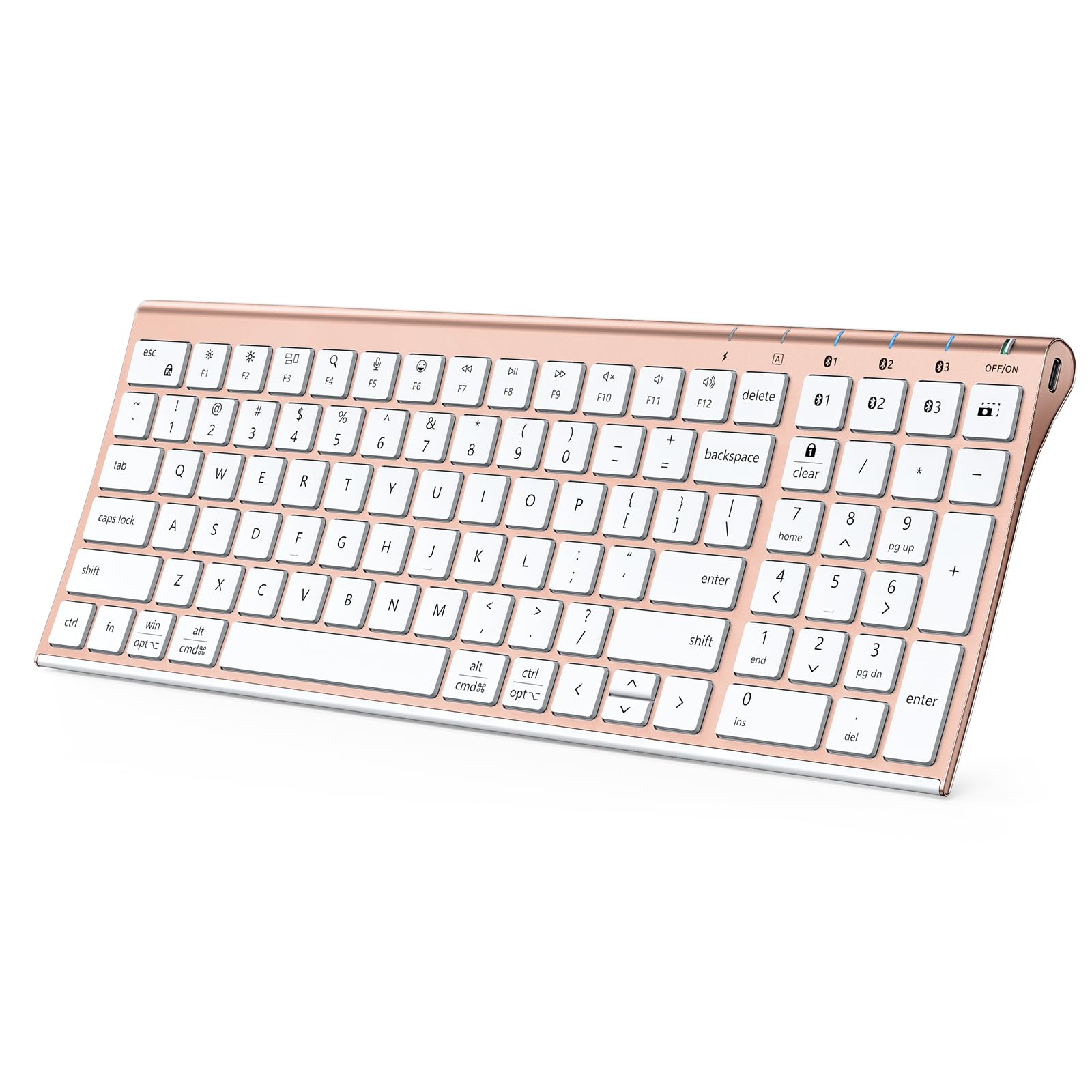 iClever BK10 SE Bluetooth Keyboard for Mac, Full-Size Layout, Rose Gold | 3-Device Blueto…