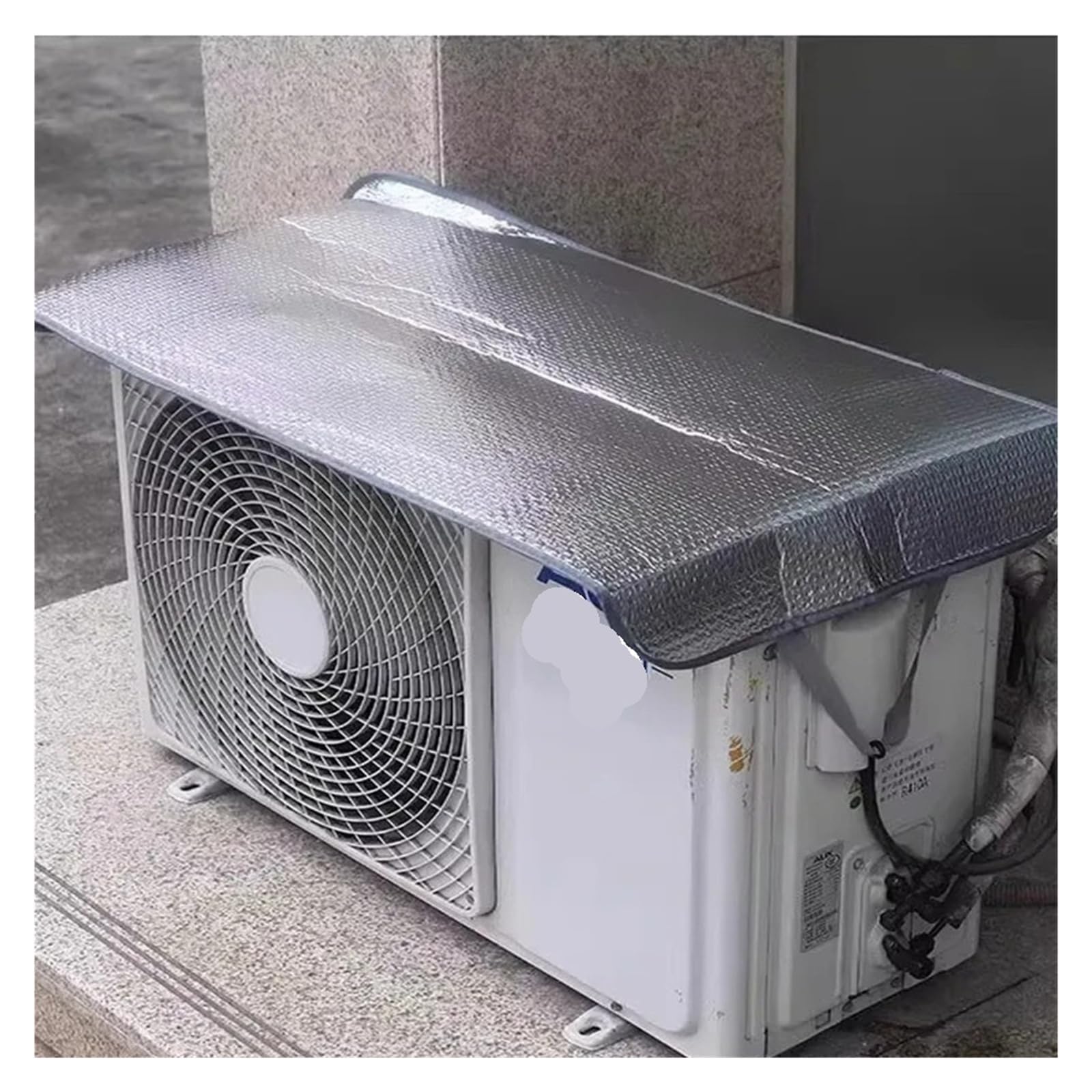 Shiketong Silvery-100 X 45Cm 1Pc Aluminum Foil Ac Outdoor Unit Cover Sunshade Heat Insulation Rainproof Dust Anti-Drip Air Conditioner Protector Ac Outdoor Unit Cover