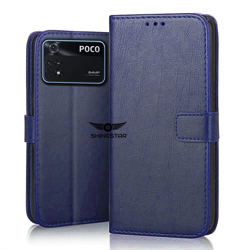 SHINESTAR Poco X4 Pro 5G Flip Back Cover | PU Leather Flip Cover Wallet Case with TPU Silicone Case Back Cover for Poco X4 Pro 5G - (Ultimate Blue) (B09Y2FC1G1) Amazon Price History, Amazon Price Tracker