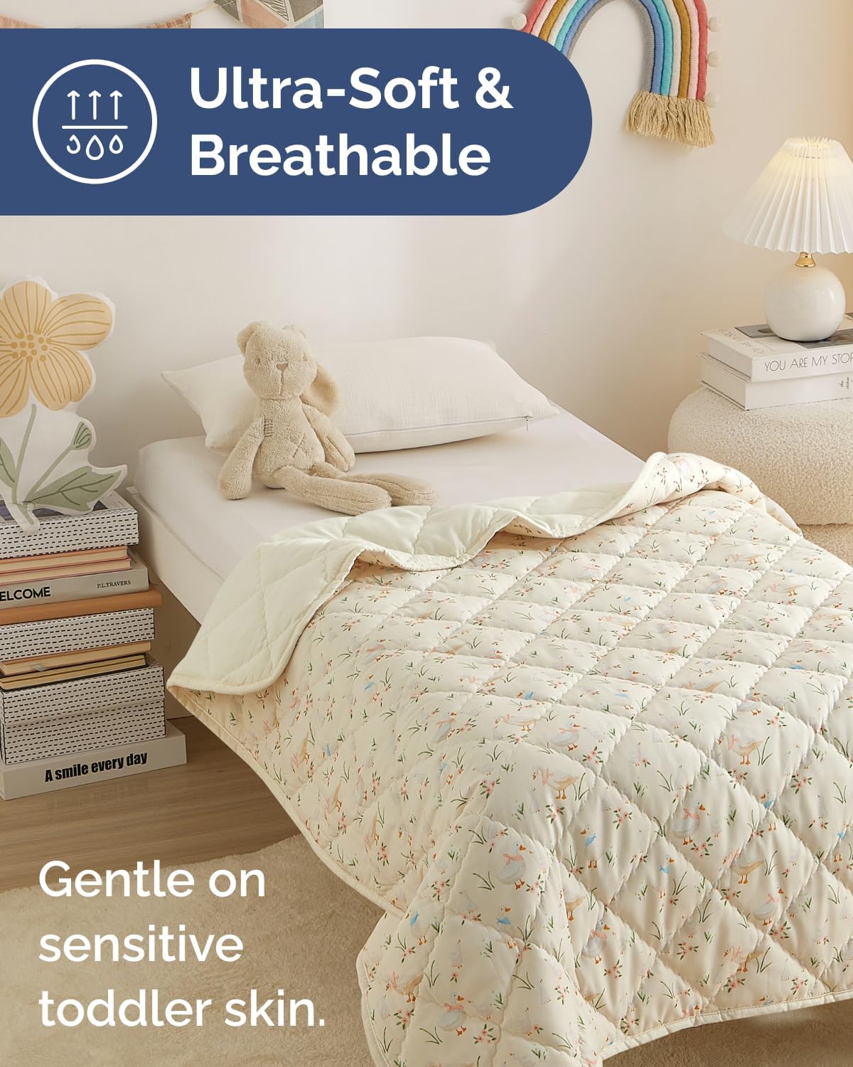 Bird Animal Toddler Comforter - Down Alternative Toddler Microfiber Comforter - Lightweight & Warm Baby Quilt Blanket - Soft & Breathable - Kids Duvet Insert Crib & Stroller - Machine Washable - 39x47