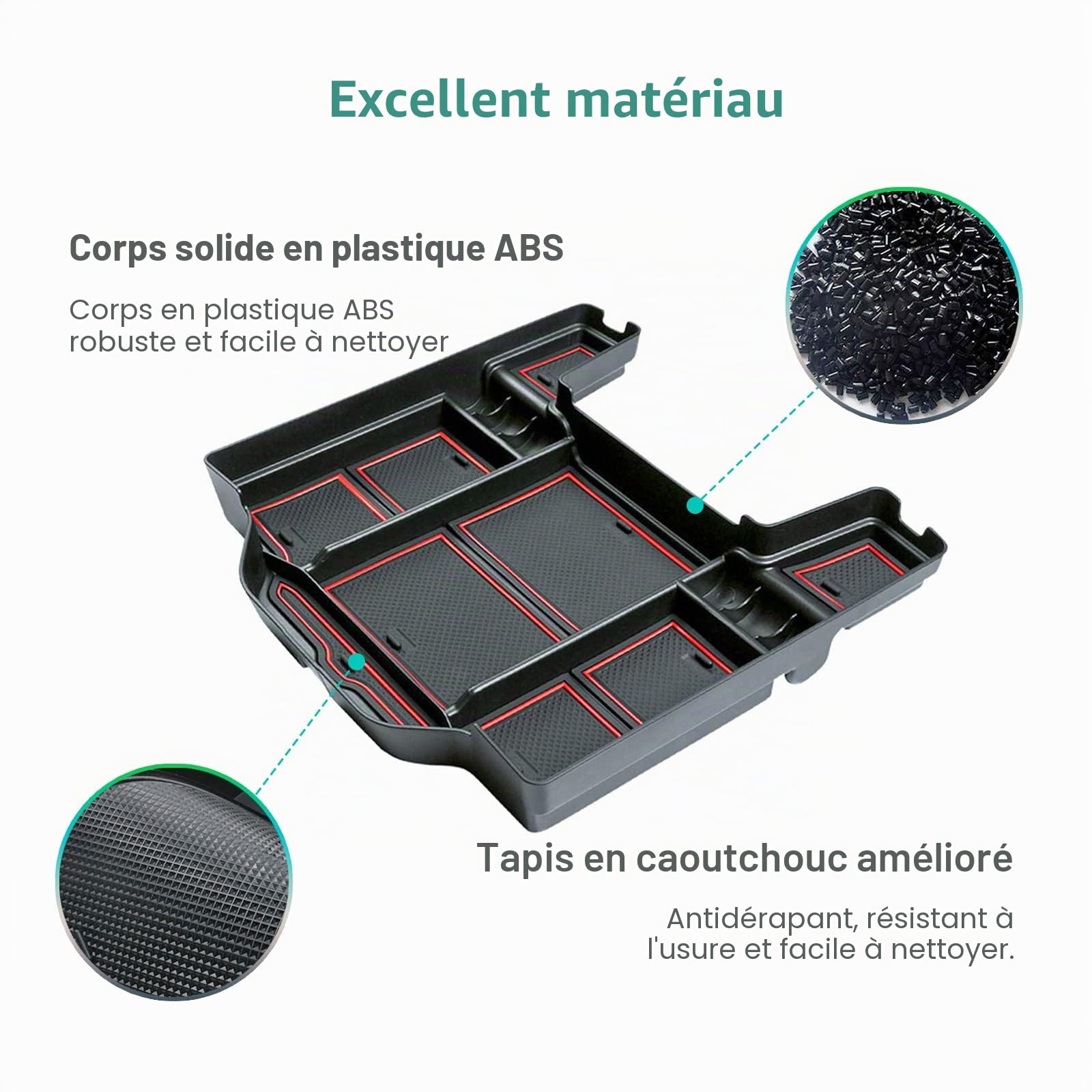 GAFAT Compatible avec Nouveau Dodge RAM 1500 2019-2024 2025 Console Centrale Boîte de Rangement, RAM 1500 2023 Accoudoir Organiseur, Boîte à Gants, RAM 1500 Accessoires (Rouge)