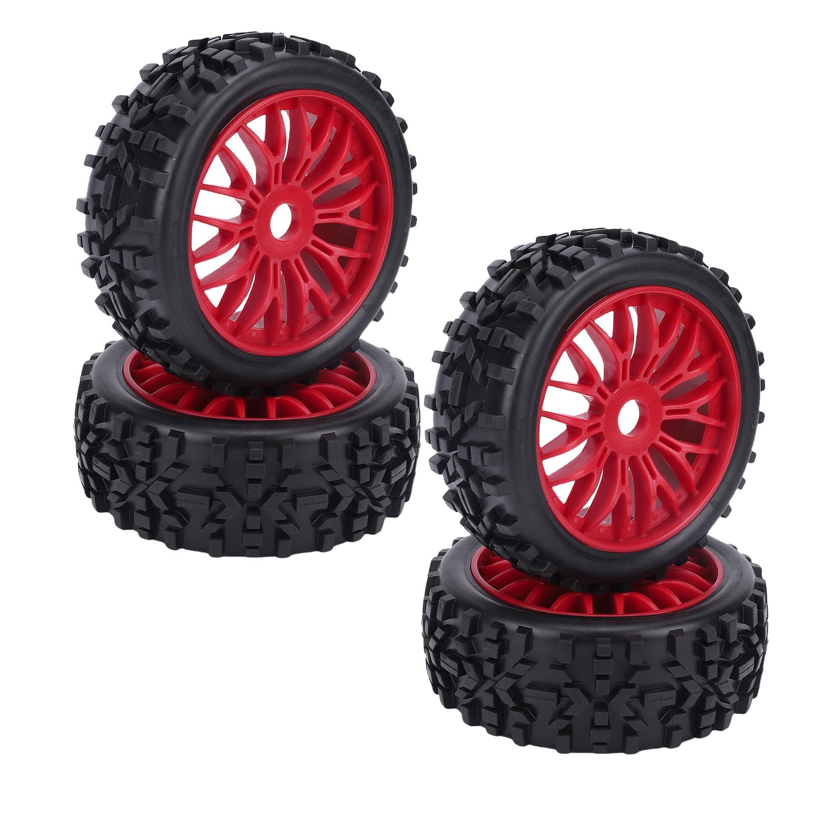 CHICIRIS Koła Samochodu Terenowego 1/8 RC, 4 szt. Gumowych Opon Zapasowych z doskonałą przyczepnością do Pojazdów Terenowych Serpent SRX8 i MP9 RC (czerwony)
