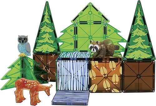 Miniatura 7 de MAGNA-TILES Animales del bosque - Juego de construcción magnética de 25 piezas, la marca original de construcción magnética