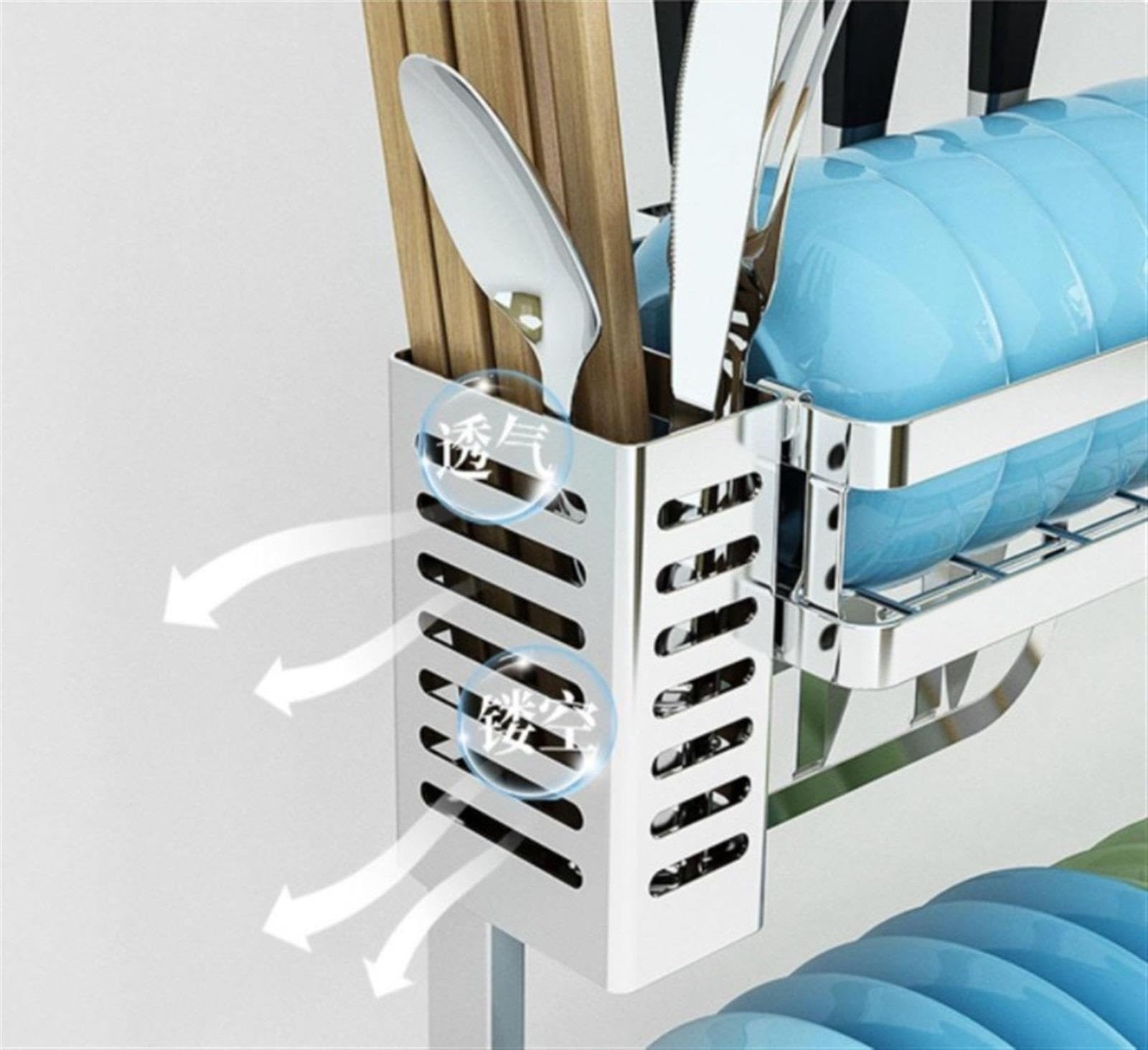 Escurreplatos Escurreplatos De 2 Niveles con Soporte para Utensilios, para Cuchillos Y Escurridor Platos para Encimera Cocina Organización Cocina