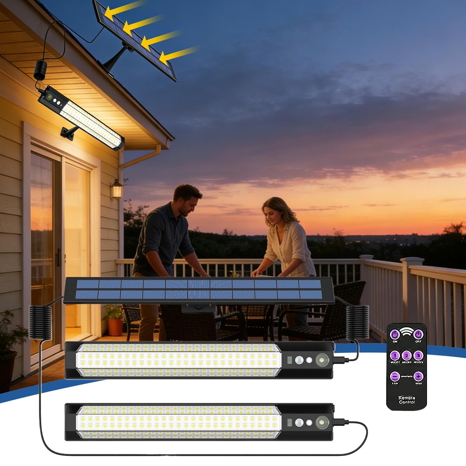 Lumières Solaires Murales d'Extérieur Lampe Solaire Intelligente 3 Modes