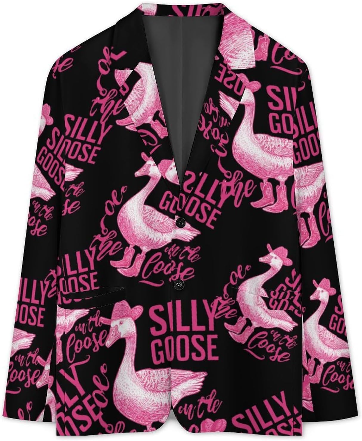 Silly Goose On The Loose Mens Blazer Jacket Business Casual Suit Sport Coats Wedding Party Tuxedo