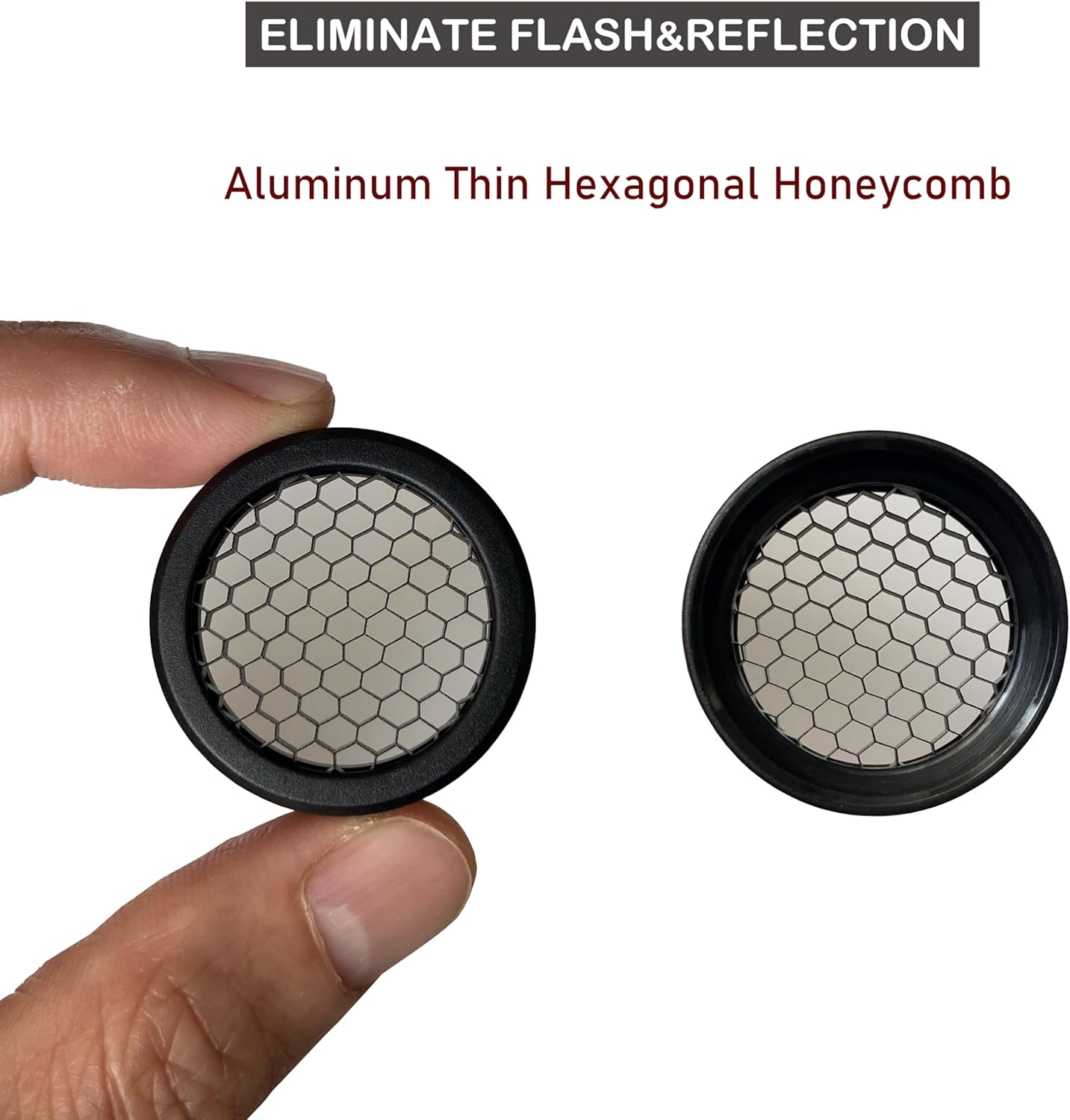 Condition photo showing New/Like New for Killflash Anti-Reflection Device (ARD) - 2-Pack Lens Protector & Sun Shade Cover Eliminates Glare for Sig Sauer Romeo5 (Not fit Romeo5 Gen II) & Red Dot Sights with 28mm Objective Lip 2.5mm Hex Honeycomb