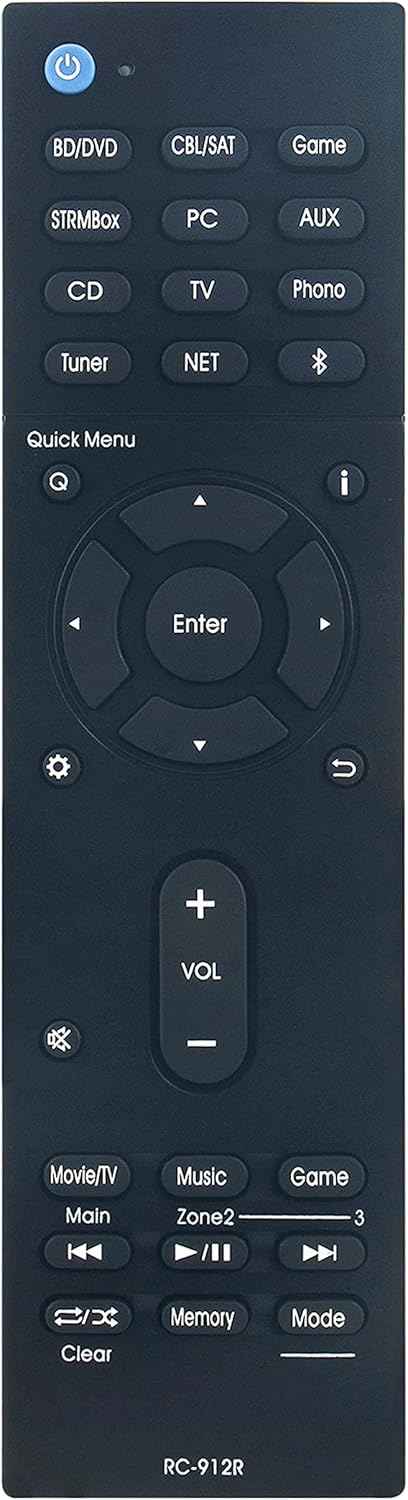 ഫ്രണ്ട് view of the RC-912R RC-913R remote control showing all buttons