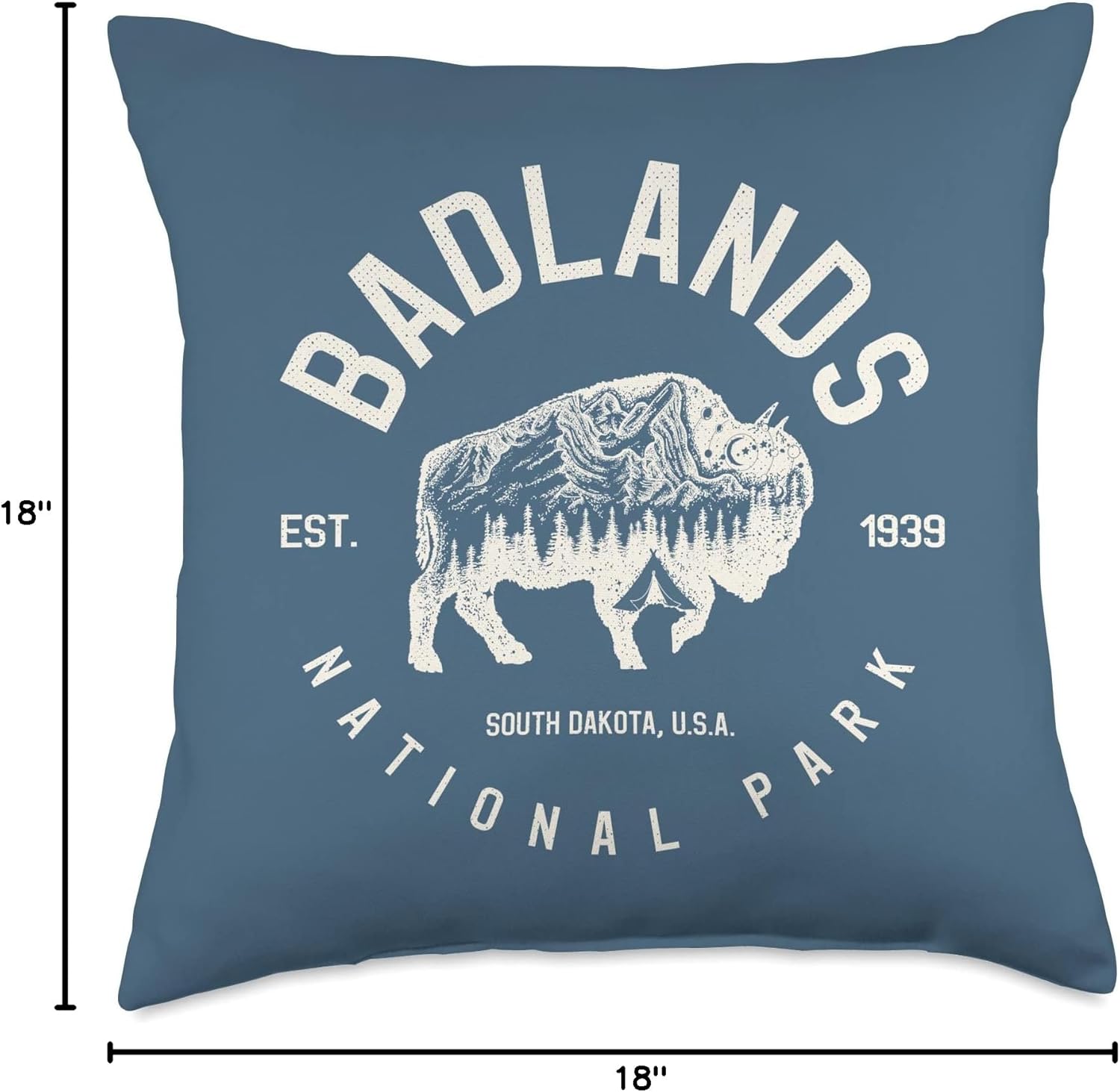 Badlands National Park Buffalo Bison South Dakota Camping Throw Pillow