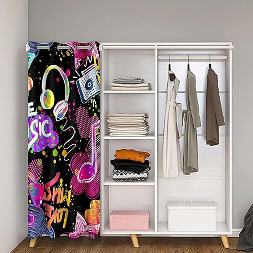 Miniatura 2 de Cortina de puerta musical para privacidad de puerta, auriculares suaves, tratamientos cuadrados para ventanas, tema musical de arte grunge,