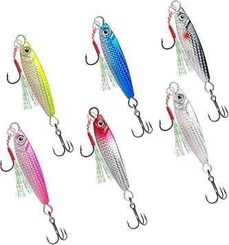 Sea Fishing Lures, 6 Lures 20g with 3 Hooks