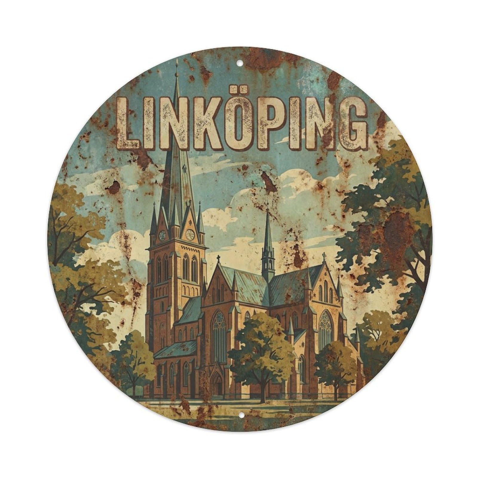 Galvaxio Style Vintage Travel Sweden Linkoping Metal Tin Sign