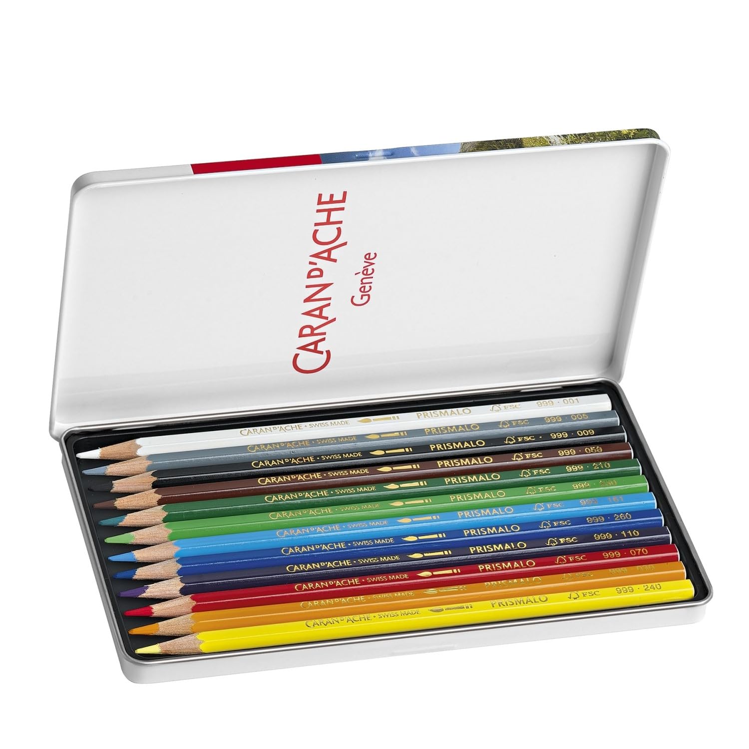 Caran Dache Metal tin with 12 Assorted Colours