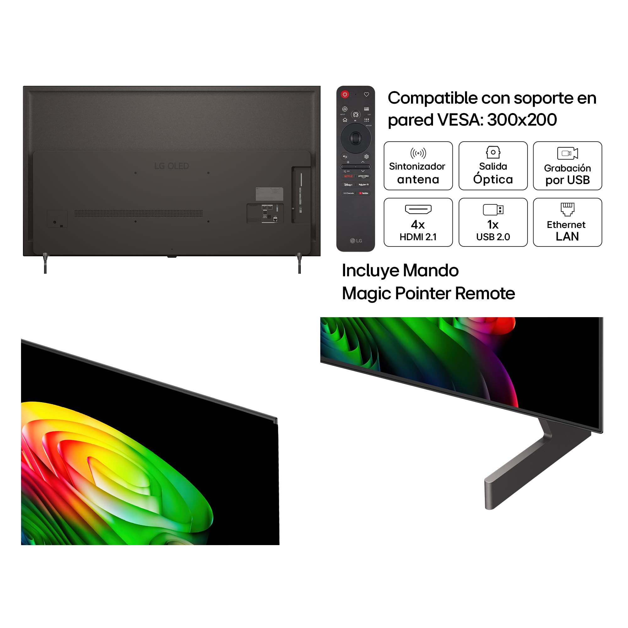 LG OLED65B65LA - TV 65", 4K OLED AI B6, Smart TV, WebOS 26, Procesador α8 AI Gen3, VRR 120Hz, Sin Reflejos al 98,3%, Dolby Vision y Atmos, Alexa/Google Assistant, Gris Oscuro