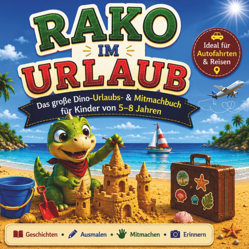 Rako im Urlaub: Das große Dino-Urlaubs- & Mitmachbuch mit 20 Urlaubsgeschichten für Kinder von 5–8 Jahren