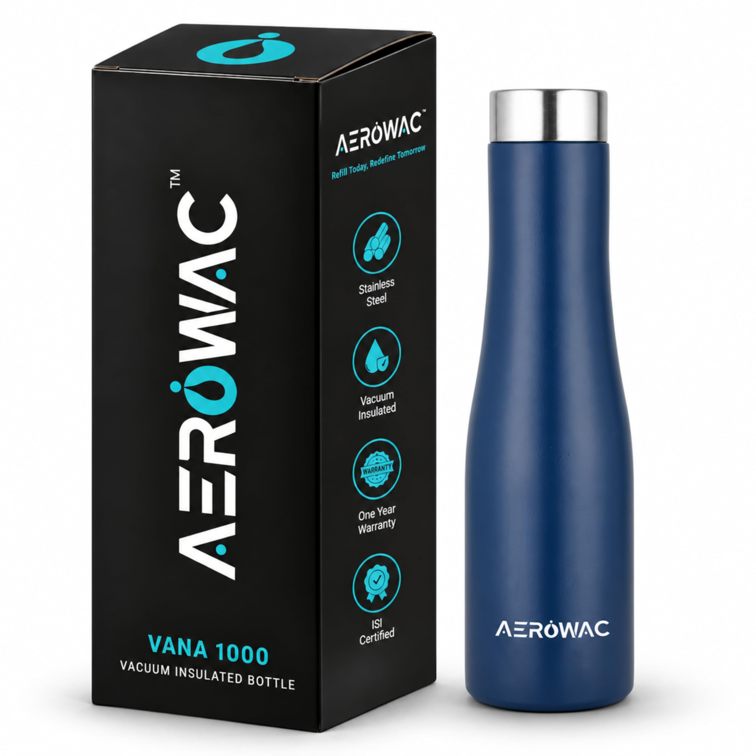 AEROWAC Stainless Steel Water Bottle - 1000ml -10