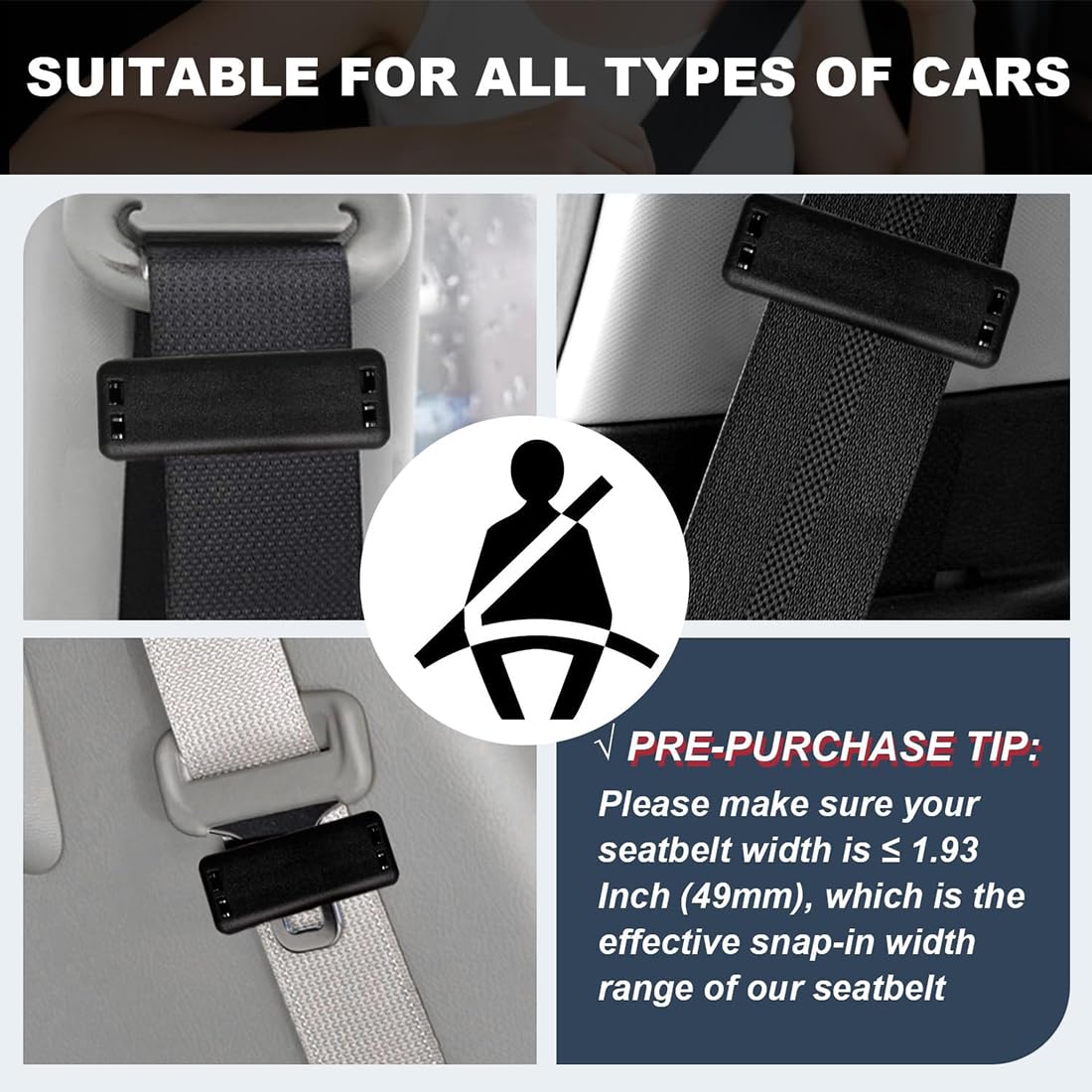 2 Unidades Universal Ajustador de Cinturon Silla, Reductor de presión para hombros y cuello, Soporte de Cinturon Silla, Asiento de Coche cinturón de Seguridad Ajustador niños Cinturones de retención