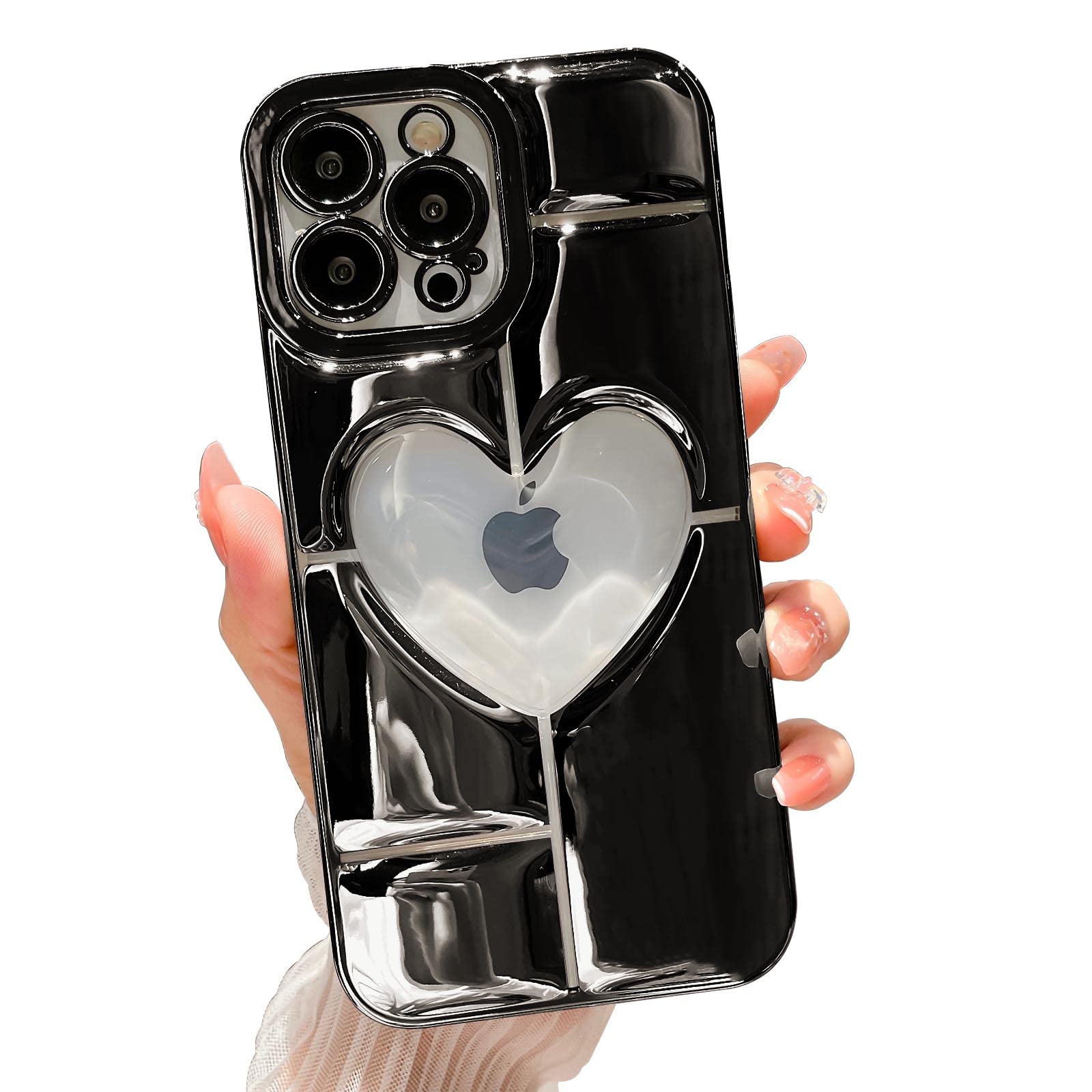 Mixroom Cover Per IPhone 13 Pro Max Con Glitter 3 In 1 - Custodia Morbida In TPU E PC Con Fantasia Coccinelle Portafortuna (Cod. BR515) - 4
