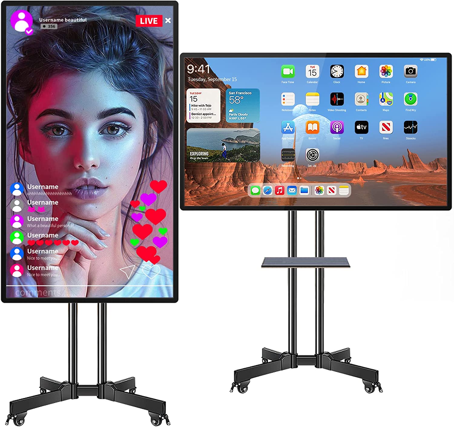 JYXOIHUB Smart Board, 43 Inch Interactive Whiteboard, Electronic Whiteboard, Screen Mirroring from Android and iOS for Live Streaming, for Advertising Display and Classroom (Board Only)