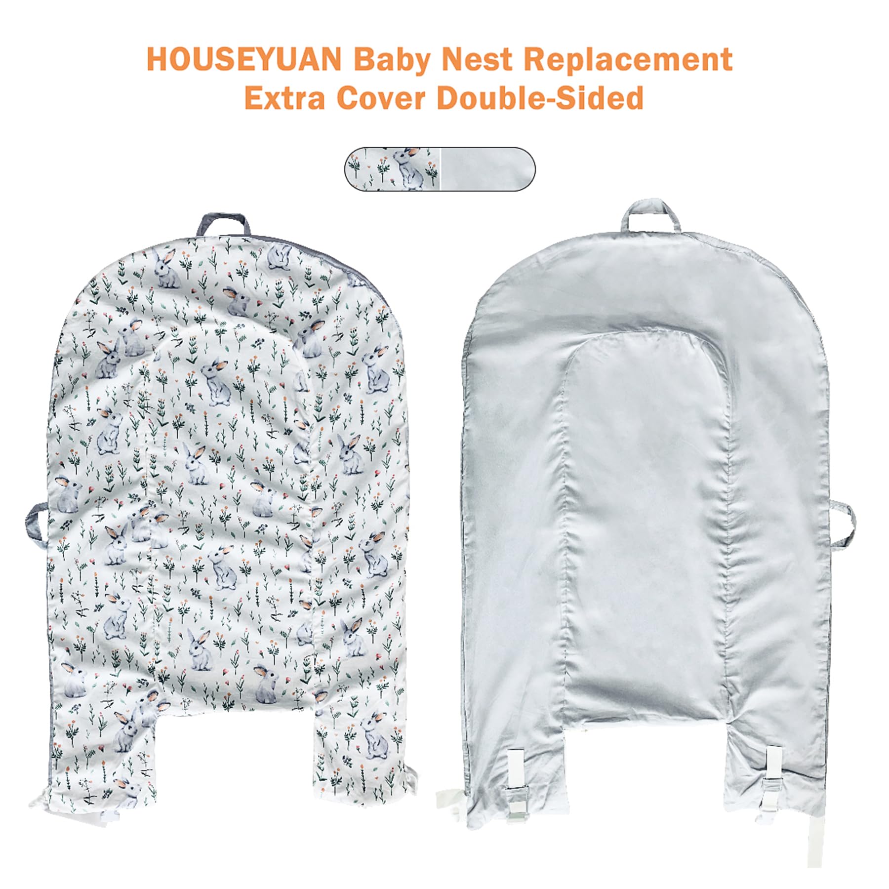 HOUSEYUAN Baby Lounger Replaceable Cover Baby Nest Backup Cover 100% Cotton Breathable Machine Washable (Rabbit)