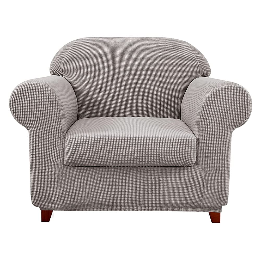 KYJSW Sofa Cover Tartan Stretch Non-slip Sofa Slipcover Individually Replacement Seat Cushion Covers with Elastic Bottom (Taupe,1-Seater(1+1))