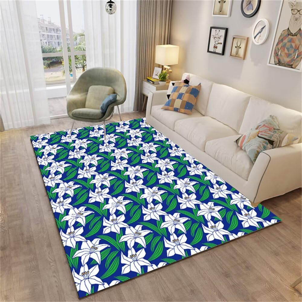 Grand tapis salon moderne 180x250cm vert floral shaggy pour chambre