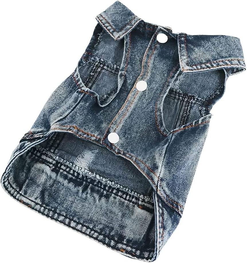 Dog with Sunglasses Dog Denim Vest - Funny Dog Denim Jacket - Printed Dog Clothing - M