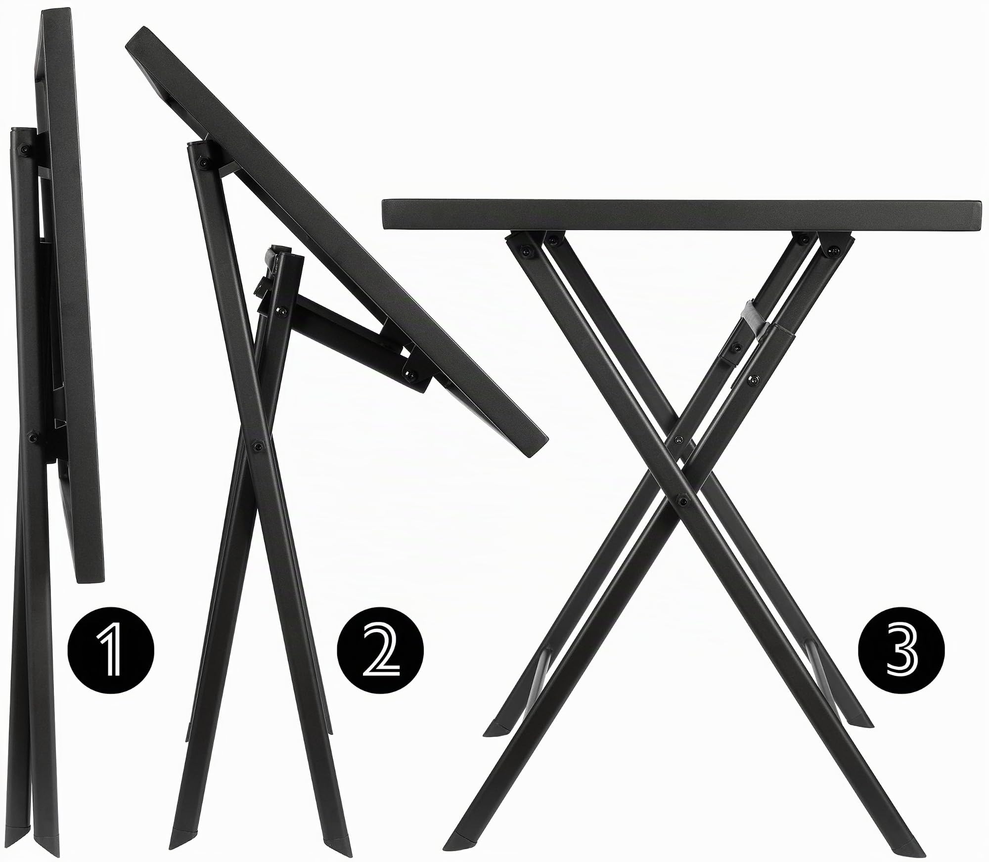 BRUBAKER Table de Jardin Bergamo - 58 x 58 cm Table de Balcon Imperméable - Poly Rotin et Métal Pliable - Table de Camping Carrée avec Aspect Pierre pour Balcon, Terrasse - Gris
