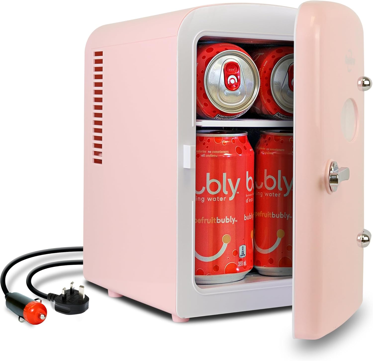 Koolatron Mini Fridge – 6 Can Refrigerator for Bedroom Office, Portable Table Top Beverage Cooler, 12V 110V Refrigerador For Drinks, Soda, Wine, Use In Car, Dorm, Outdoor, Patio