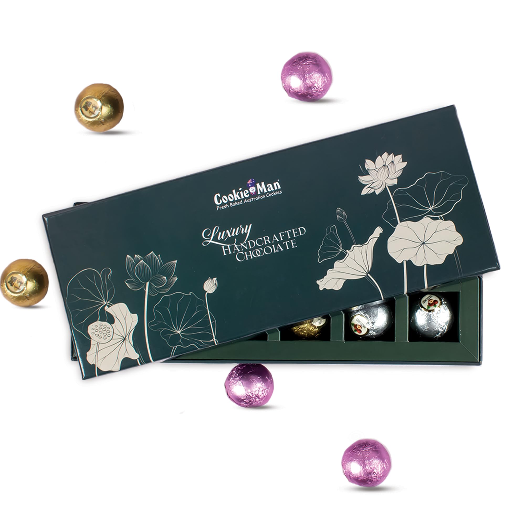 CookieMan Premium Center Filled Truffle Chocolates Gift Pack, Assorted Box of 12 Pcs – Hazelnut, Strawberry, English Toffee, 100% Vegetarian, Perfect for Holidays, Birthdays & Thank You Gifts