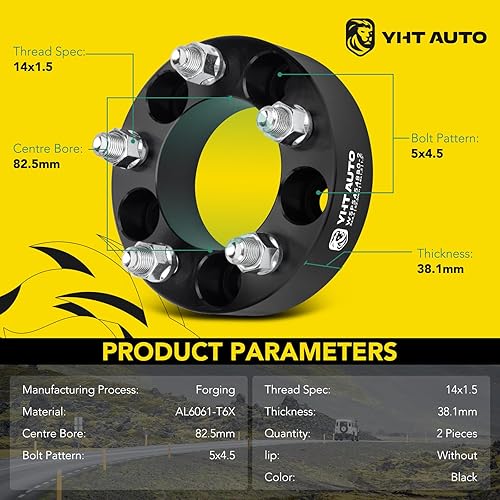 Miniatura 2 de YHTAUTO Espaciadores de rueda centrados de cubo de 5 x 4.5 pulgadas de 1.5 pulgadas compatibles con modelos Chrysler, Dodge, Ferrari, Maserati, 300,