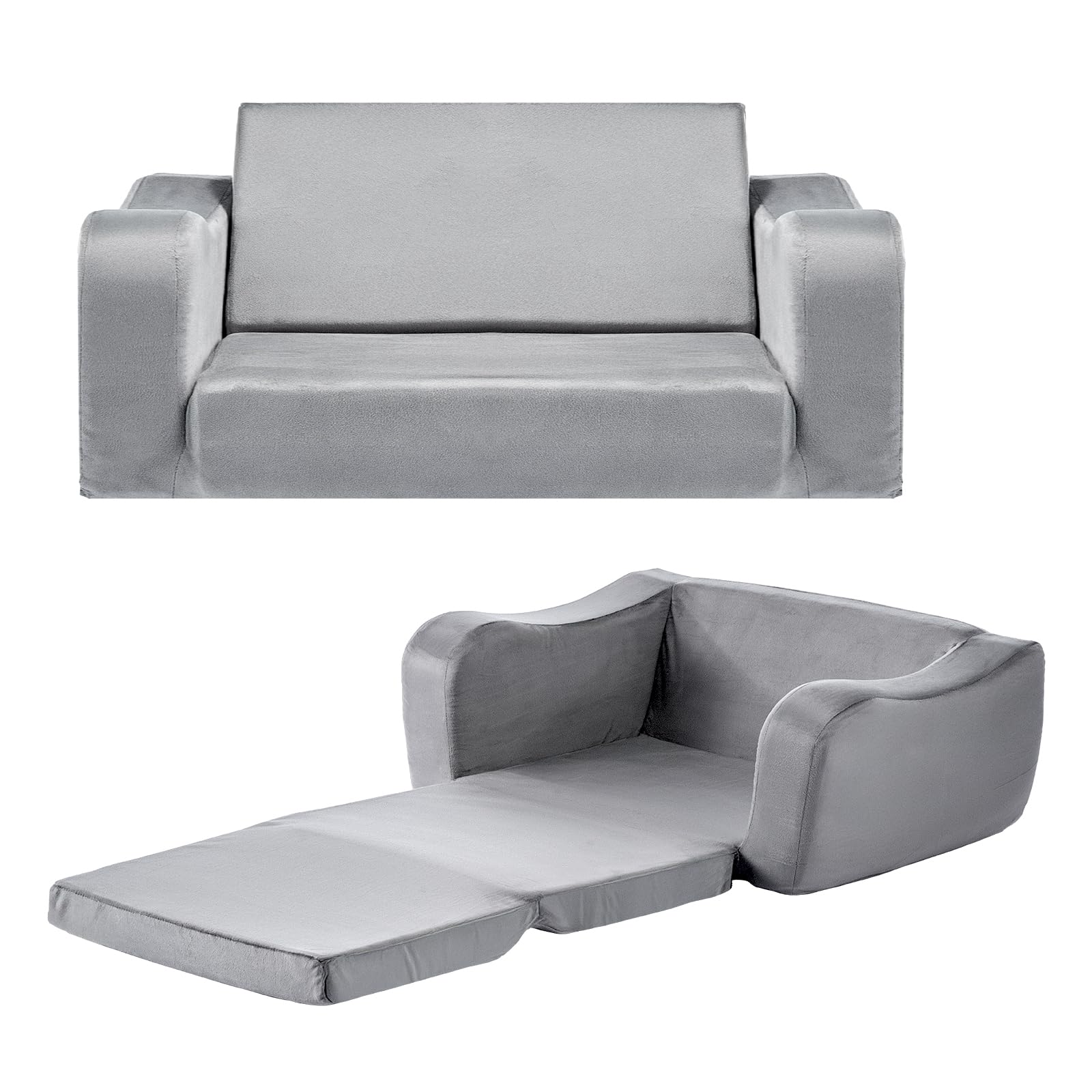 VEVOR Divano per Bambini Pieghevole, Poltroncina per Bambini in Spugna 28D Divano Reclinabile Pieghevole Poltroncina Letto 18 mesi - 6 anni, Poltrona Colore Grigio