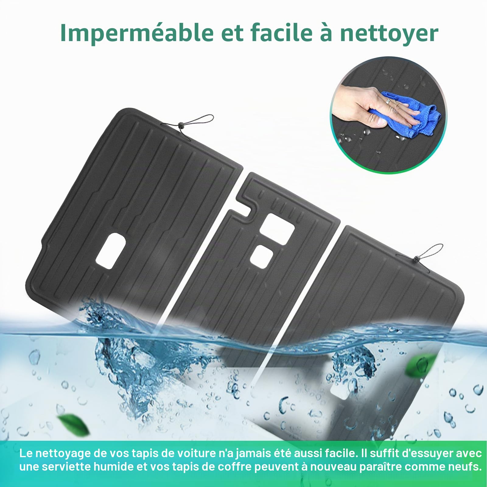 [Lot de 3] GAFAT Nouveau Tesla Model Y Juniper 2025 2026 Tapis de Coffre pour Siège Arrière, Tapis TPE Toutes Saisons, Scan 3D Original, Protection 360 °, Tesla Model Y 2025 Accessoires (Pas Stαndαrd)