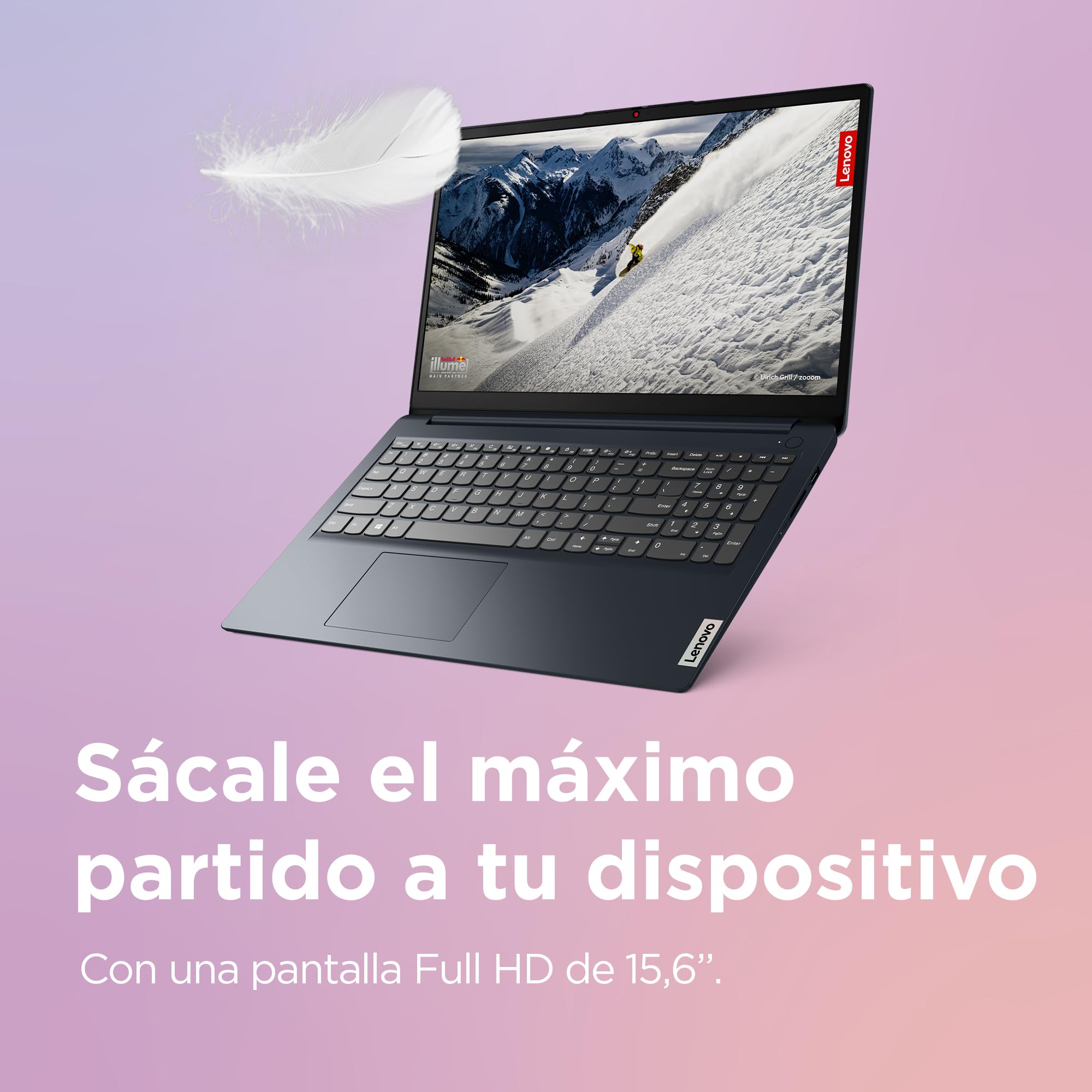 Lenovo IdeaPad 1 Gen 7 - Ordenador Portátil 15.6" FullHD (AMD Ryzen 7 5700U, 8GB RAM, 512GB SSD, AMD Radeon Graphics, Sin Sistema Operativo) Azul - Teclado QWERTY Español
