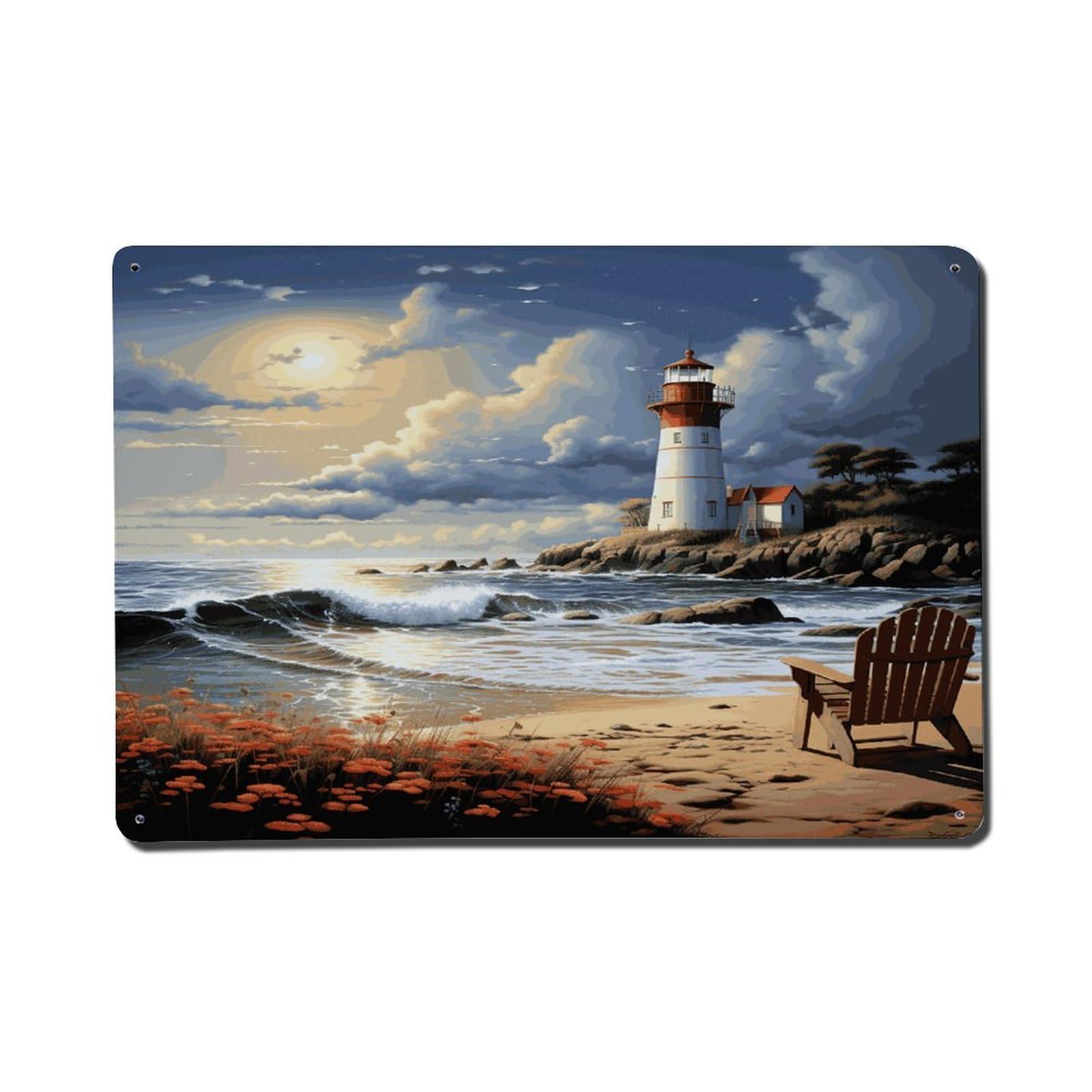 Adfgyerh Style Sea Lighthouse Sandbeach Metal Signs Funny, Aluminum Tin Sign Indoor Outdoor Decor, Vintage Signs For Home Office Kitchen Bar Cafe Garden Farmhouse Wall Decor