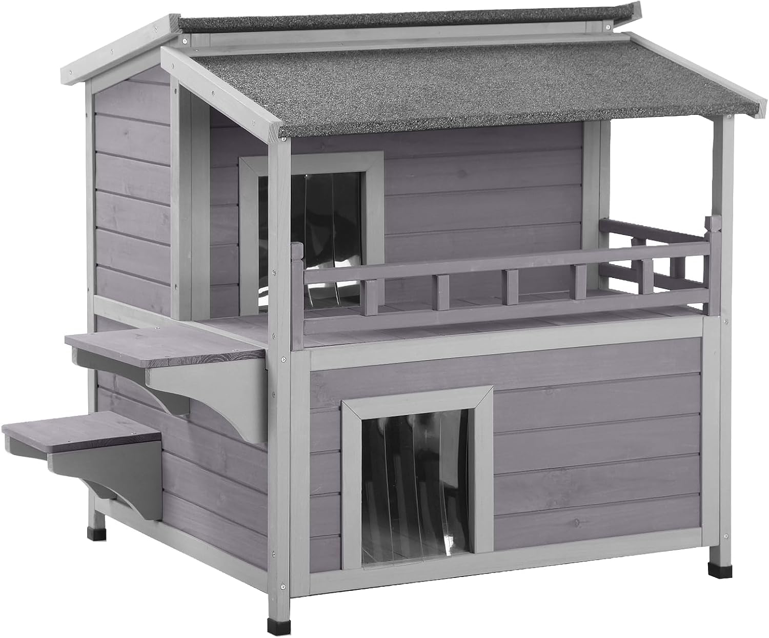 GUTINNEEN Outdoor Feral Cat House, Outside Cat Condos Two Story, Rainproof Kitty House for Winter