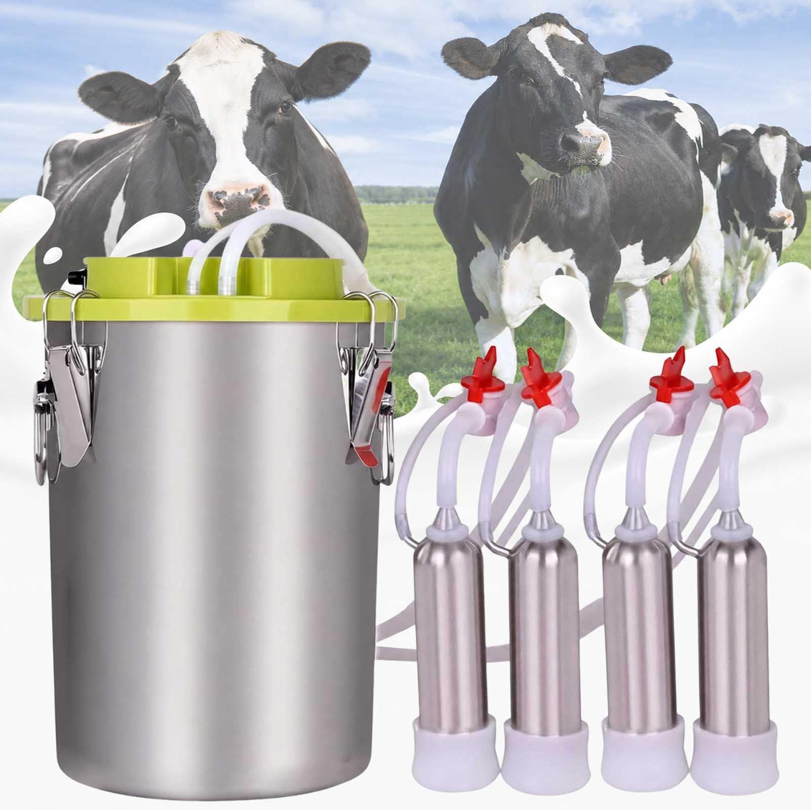 aromaoveite Cordless Milking Machine For Cows, 48w Portable Cow Milker With 12l/16l Stainless Steel Bucket, 43–46 Cycles/Min Pulsation, Auto Stop For Dairy Farms 16L-B