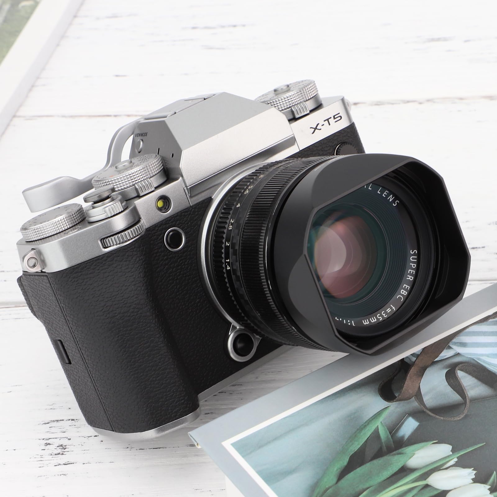 Haoge LH-X53B - Parasol cuadrado de metal para Fujifilm Fuji Fujinon XF 35 mm F1.4 R / XF35 mmF1.4 R xf18 mm f2.8 lente con kit de tapa de metal
