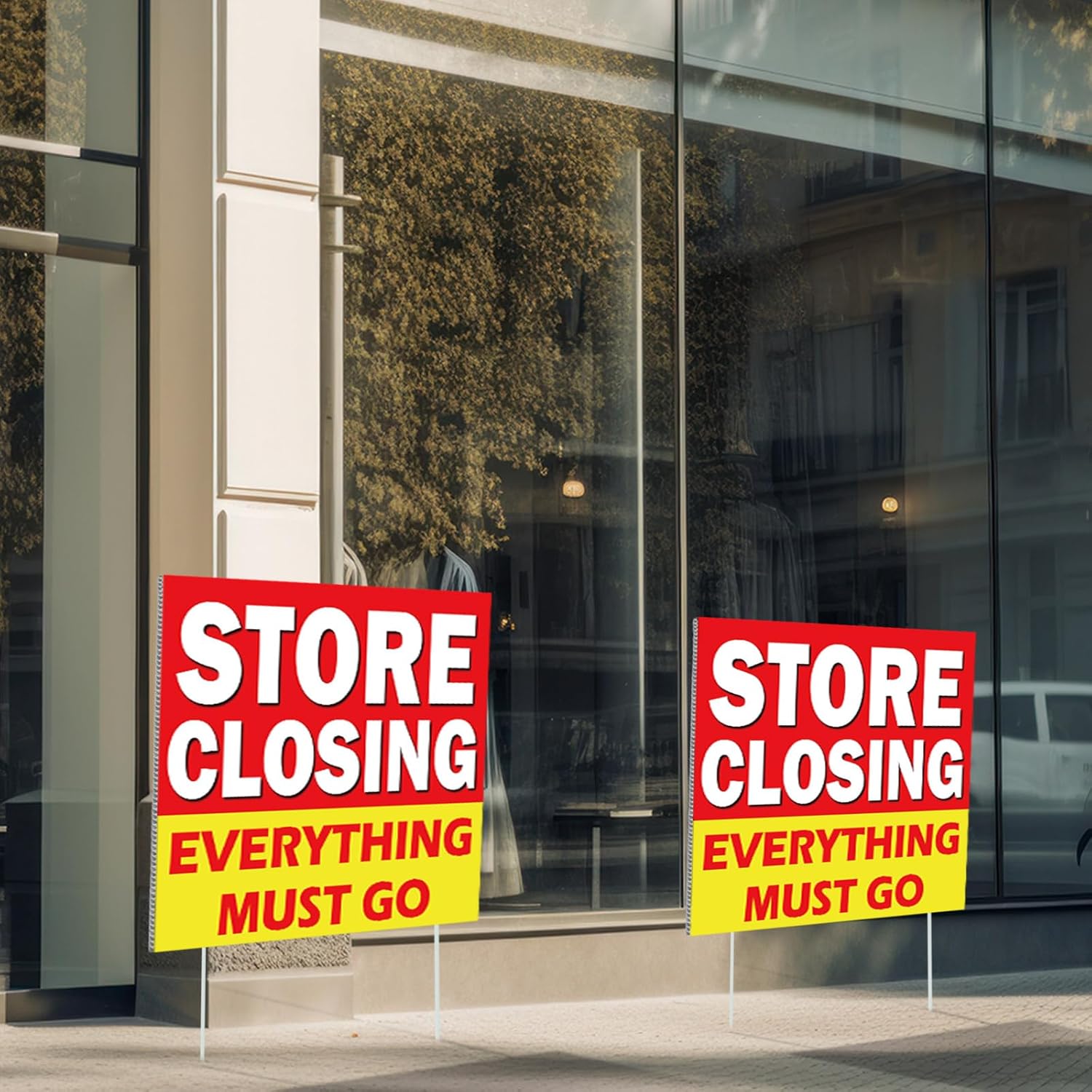 Leinuosen 6 Pcs Store Closing Everything Must Go Yard Signs with Plastic Ground Stakes Business Liquidation Display Board Outdoor Store Clearance Lawn Yard Signs 15.8 x 11.8 Inches